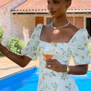 Reformation Belgium linen dress in citron size 6